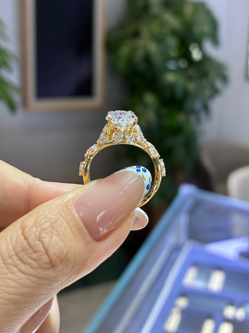 For ME, Deposit for 3.03ct +1.08ct Oval Lab Diamond Ring, D/VS1, 14k yellow gold