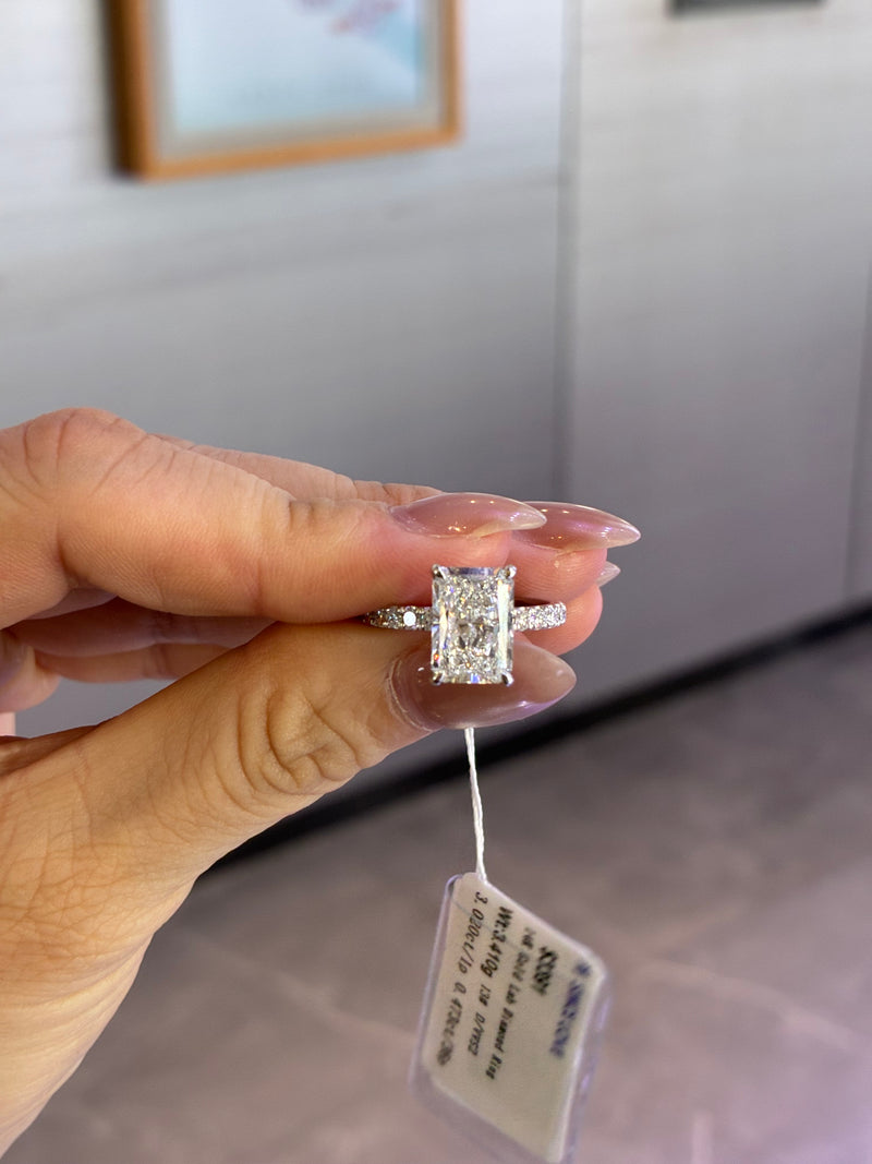 For Geneva 14K 3.02ct radiant ring,0.473ct/36p,D/VVS2,wt:3.410g