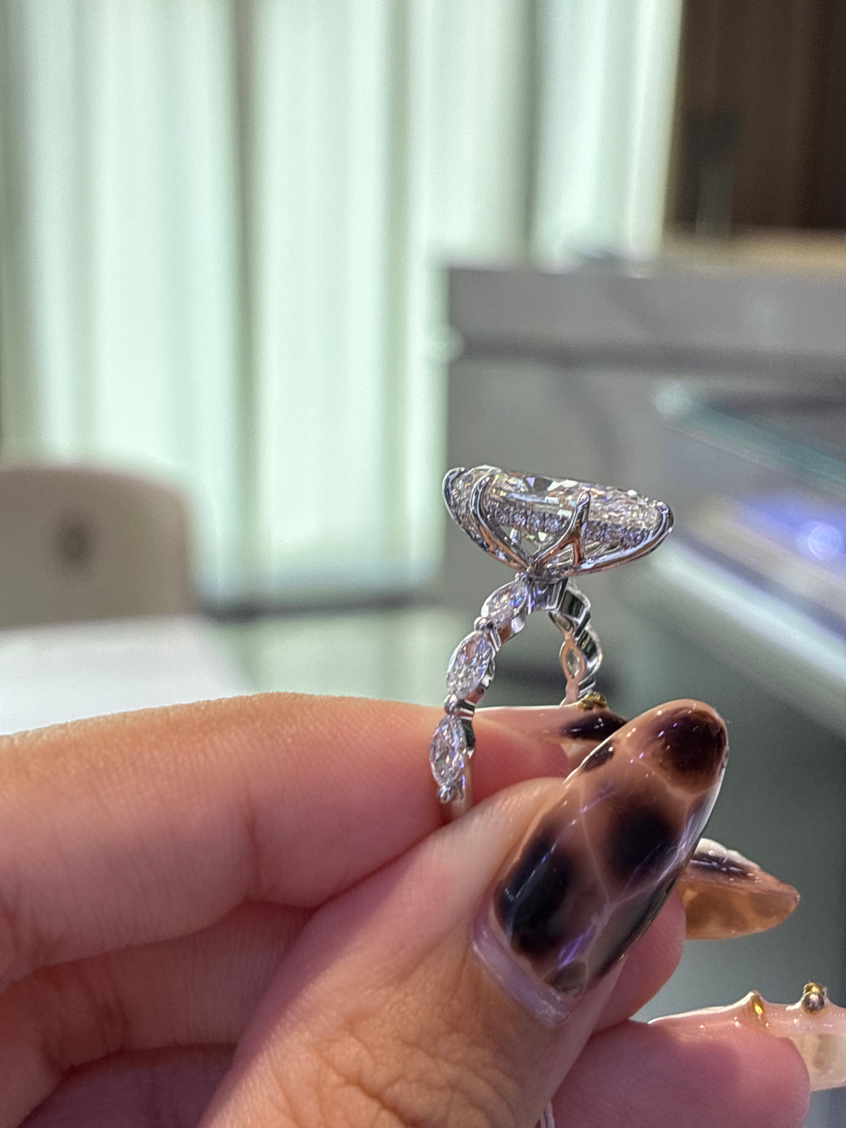For Ty customize 4ct marquise 14k yellow gold with 0.90ct side stones