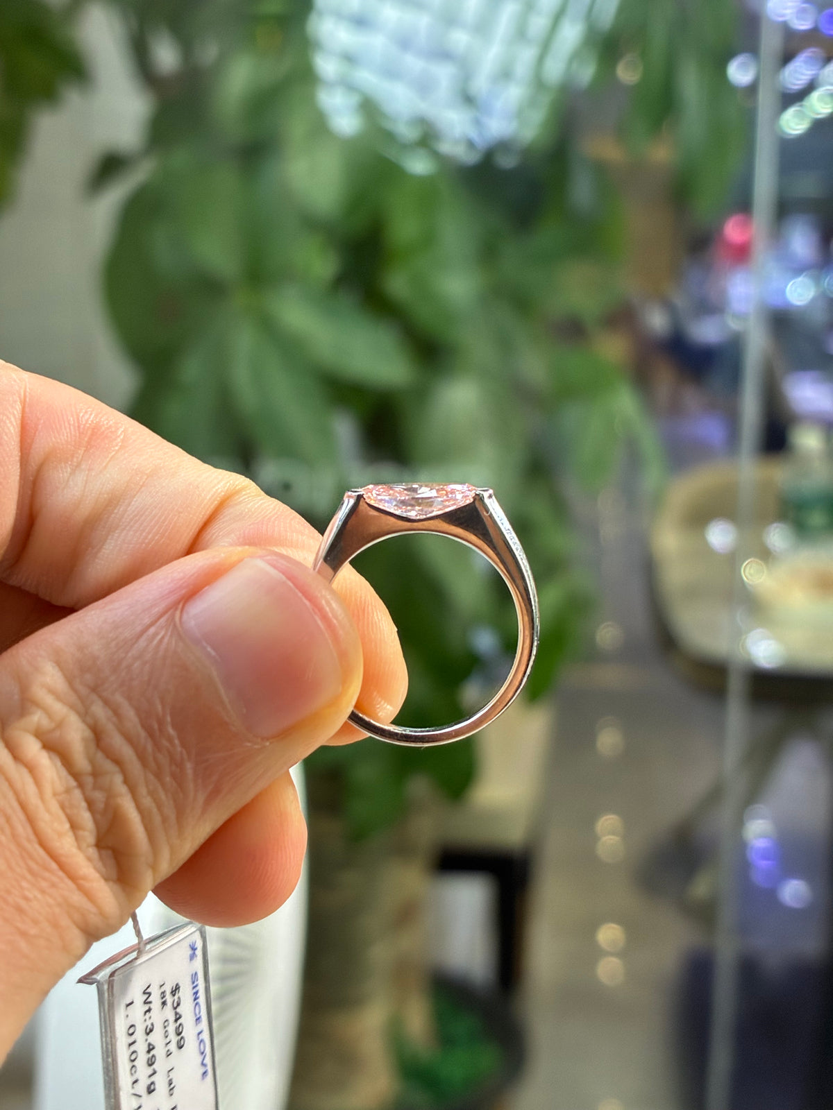 Deposit For Abbie, 1ct pink marquis diamond in 14k yellow gold, East west setting