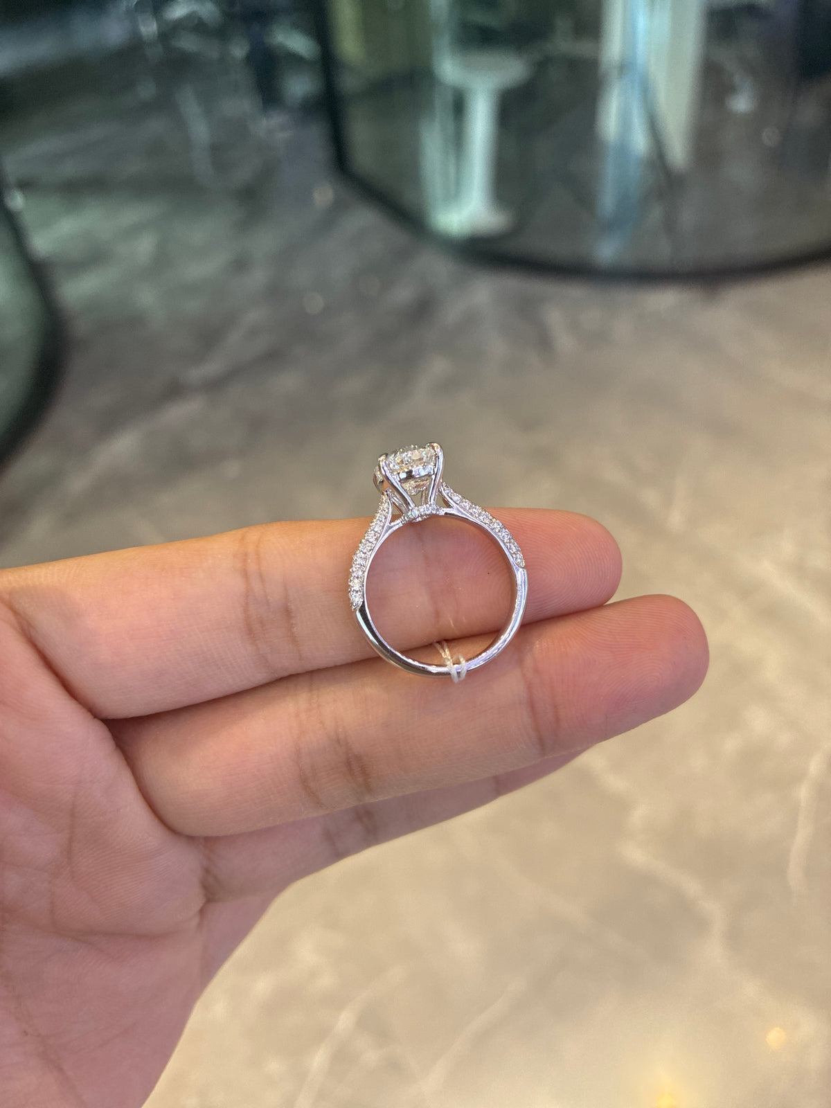 For Nancy platinum ring with 3.320ct D vvs2 diamond And 0.480ct side stones