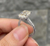 Deposit for Christina 14k white gold 2 carat cushion E/VVS2 with 0.50ct sidestones(Customization)