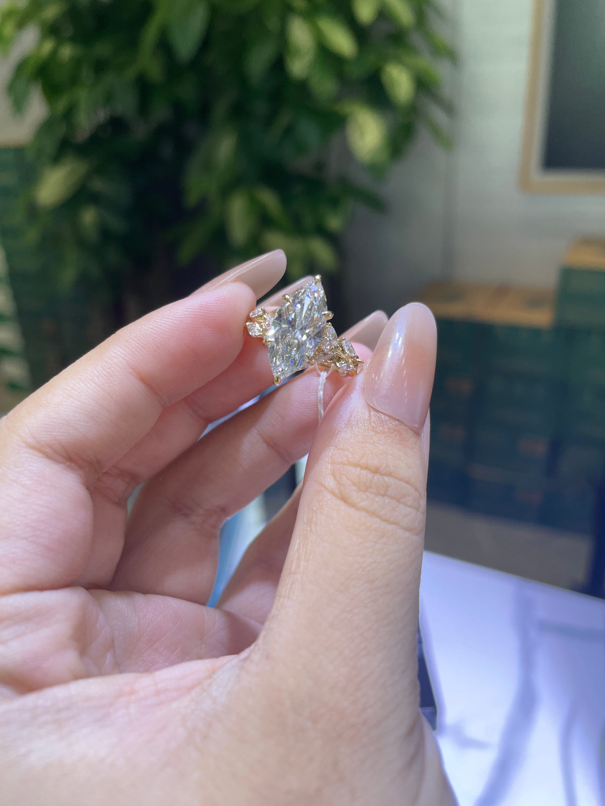 Deposit For 112123 14k 3ct marquise vines style with 1st side stones