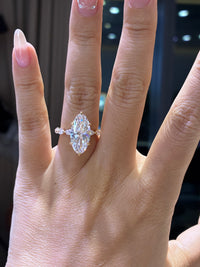 Final payment for Roderique, 5.02ct Moval + 1.062ct marquise sidestones lab Diamond Ring, 14k white gold