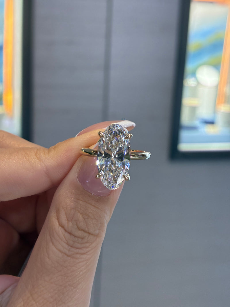 For Kate, deposit for 5ct Moval lab Diamond Ring, E/VS1, 14k yellow gold