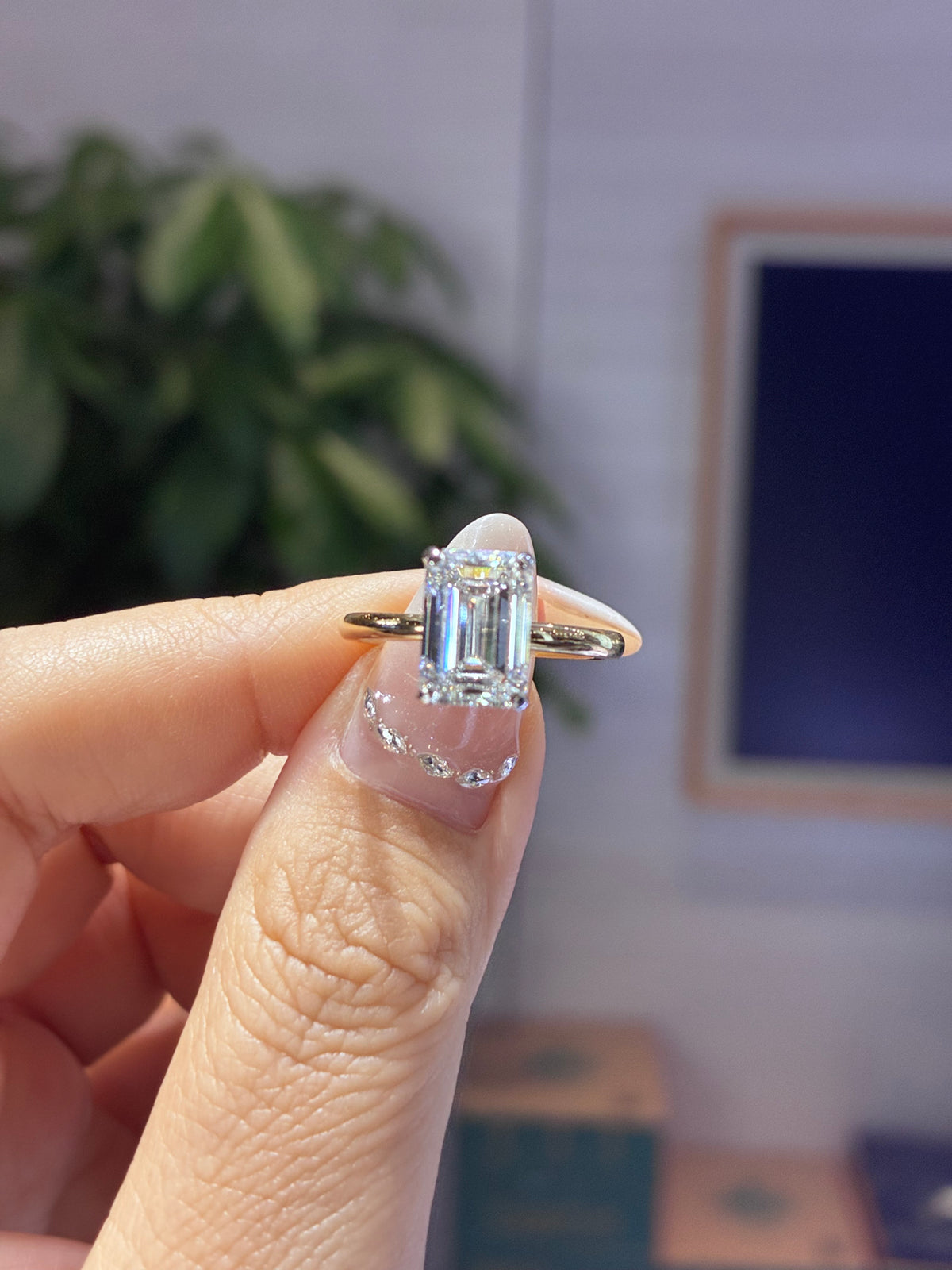 For Randy, deposit 3ct Emerald Solitaire Ring, E/VVS2,14k white gold