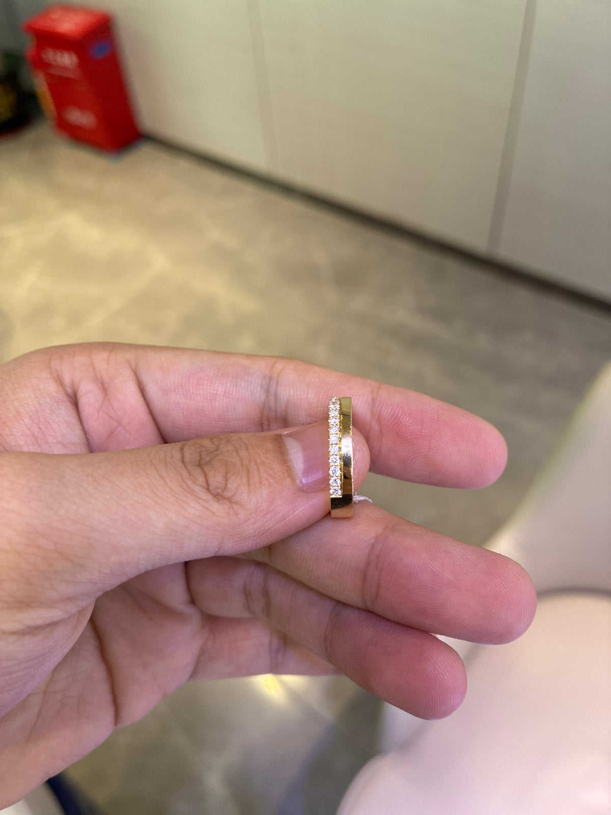 For Brooke Aragon 14k yellow gold band with 0.330ct side diamonds