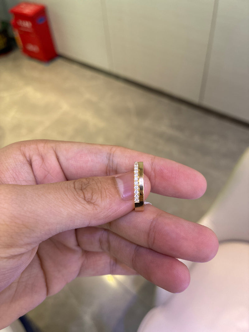 For Brooke Aragon 14k yellow gold band with 0.330ct side diamonds