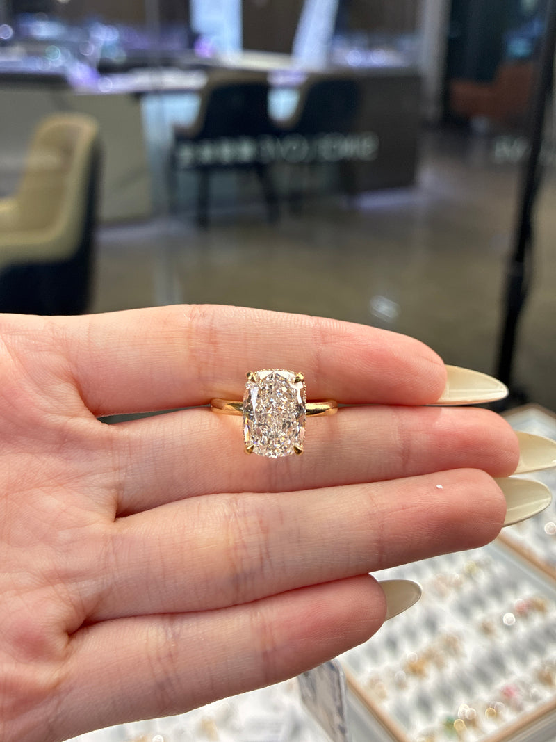 Deposit for Maine Girl Platinum 950 high setting ring without hidden halo, 4.01carat cushion D/VS1