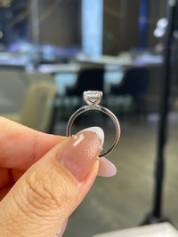 For Brandi, 1ct Princess cut Solitaire with hidden halo, E/VVS2, in 14K solid white gold