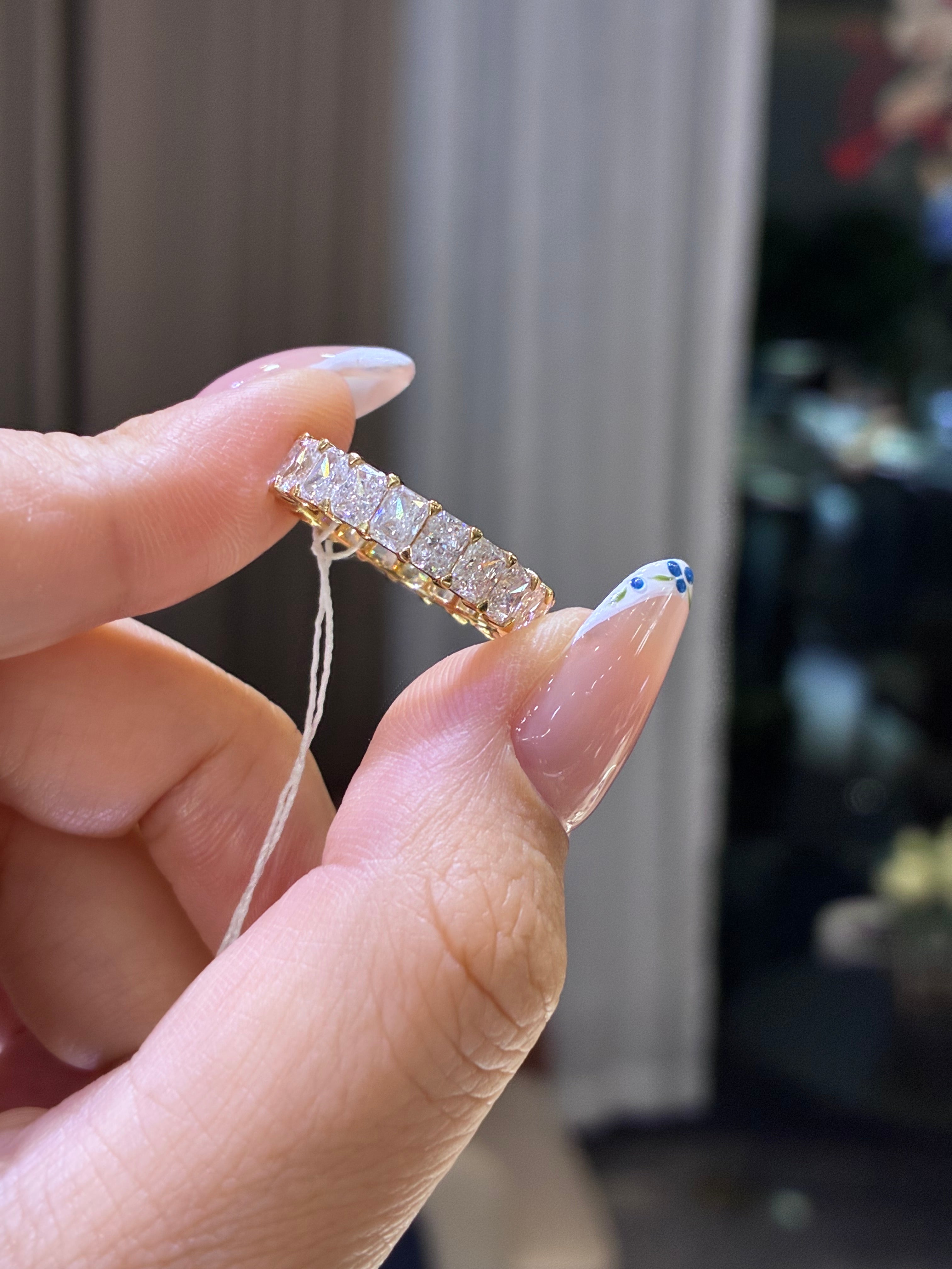 For Superblonde, Custom 4ct radiant full eternity band, in 14k yellow gold