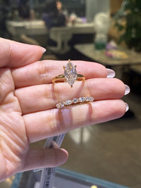 Deposit for amylyn 14k yellow gold ring set Double IGI certified, 3ct marquise E/vvs2 with marquis and round cut mix band