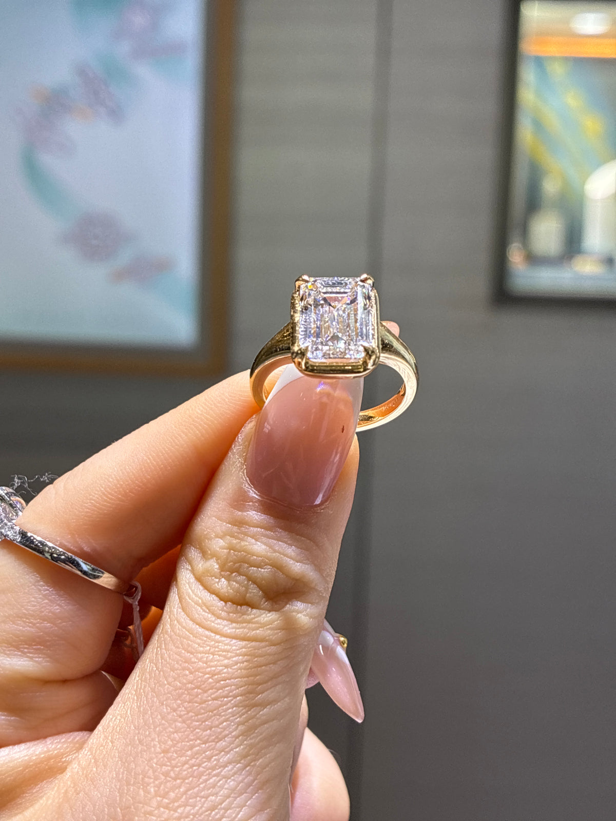 For Nidia Remaining balance 3carat emerald cut 18k gold E/vs1 pink diamond customize