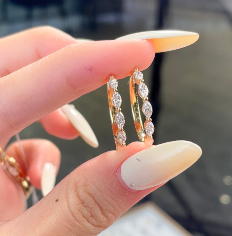 For Stephanie 14k solid yellow gold marquise bubble bands*2, 0.587ct&0.616ct D-E,VS-VVS(ready to ship)