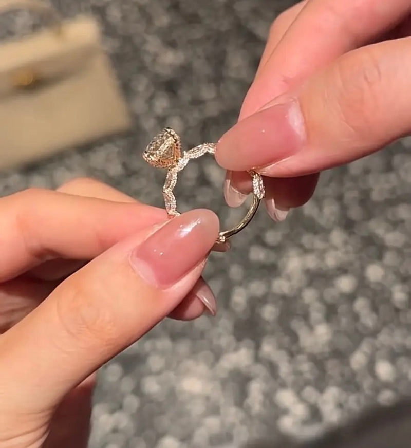 For Melanie 14k white gold ring with 2ct D vvs2 main diamond and lady pave setting