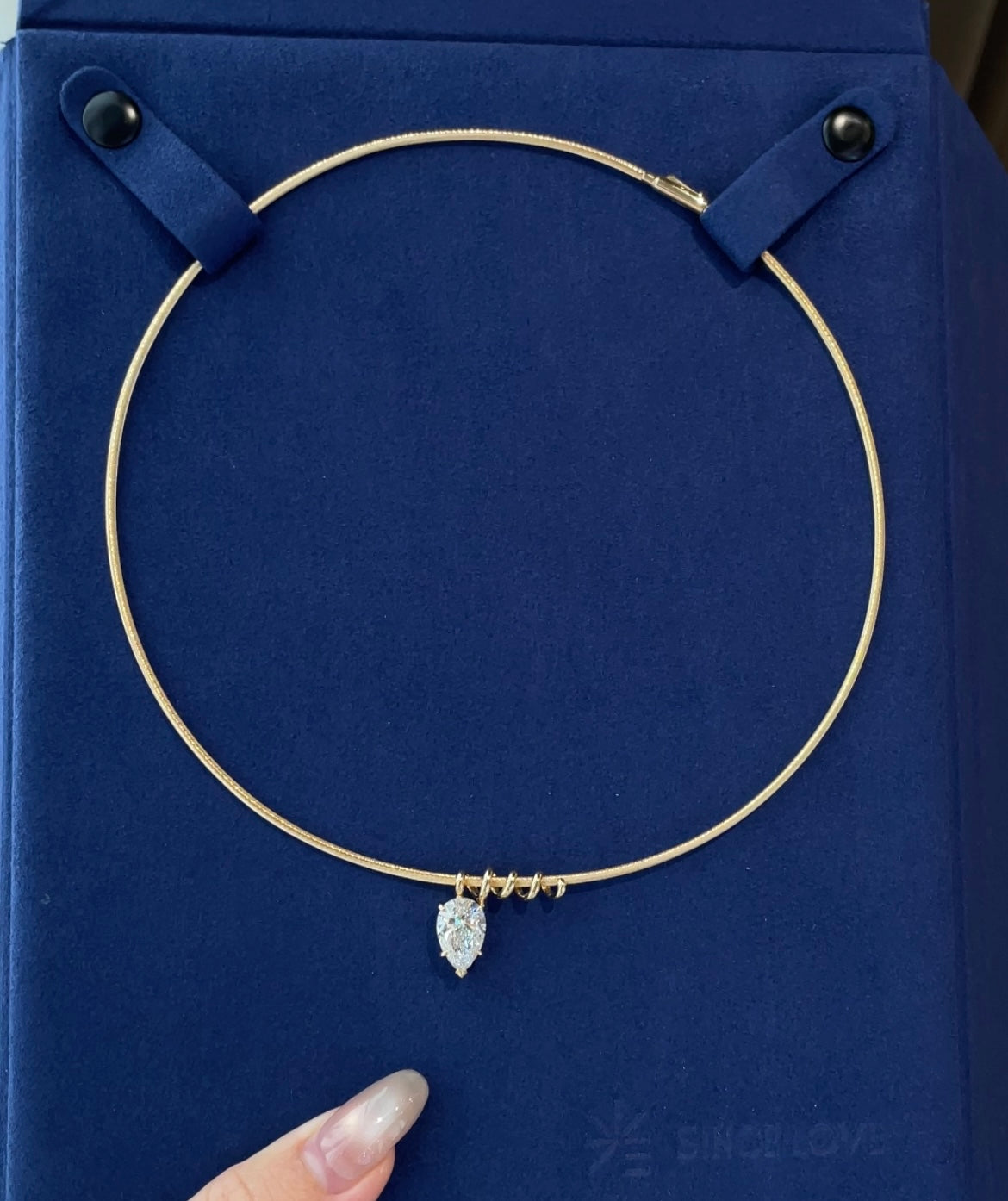 Remaining balance for Merra 18K Solid Yellow Gold 1.7mm Omega Chain, 16 inches 3 Carat Pear E VVS2