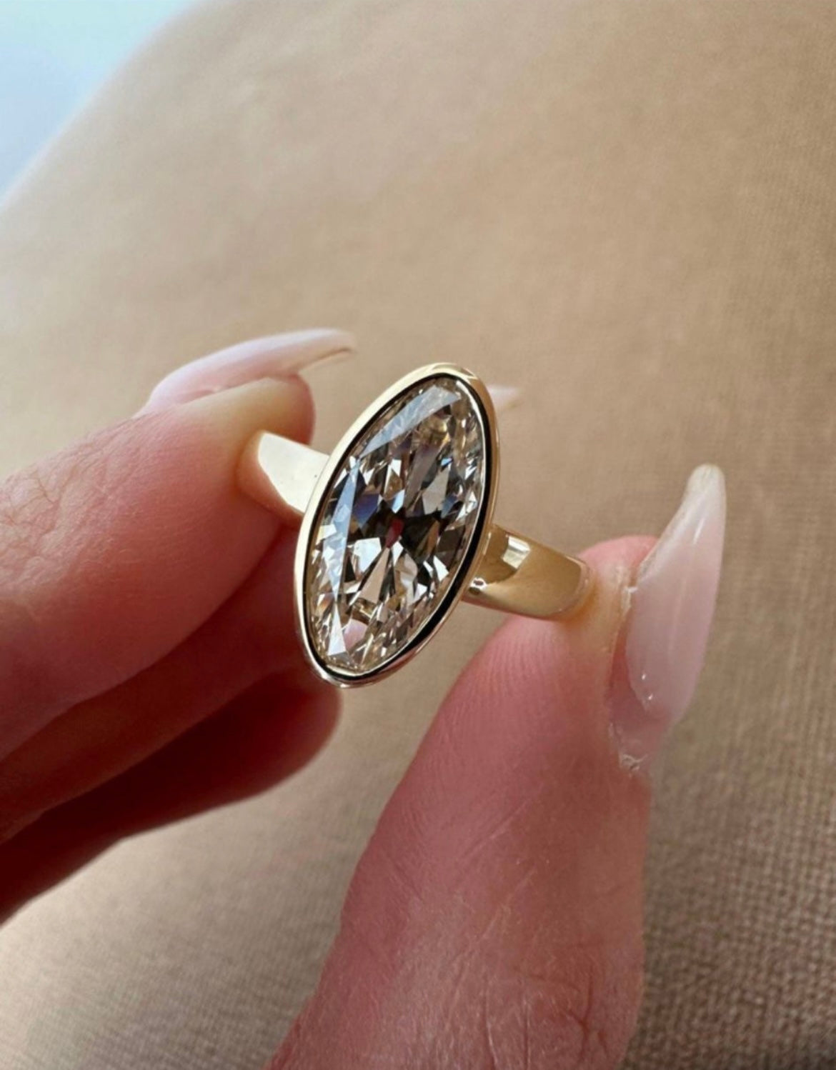 For  Kate 14k yellow gold ring with 3carat elongated oval size 4.5 (custom made)
