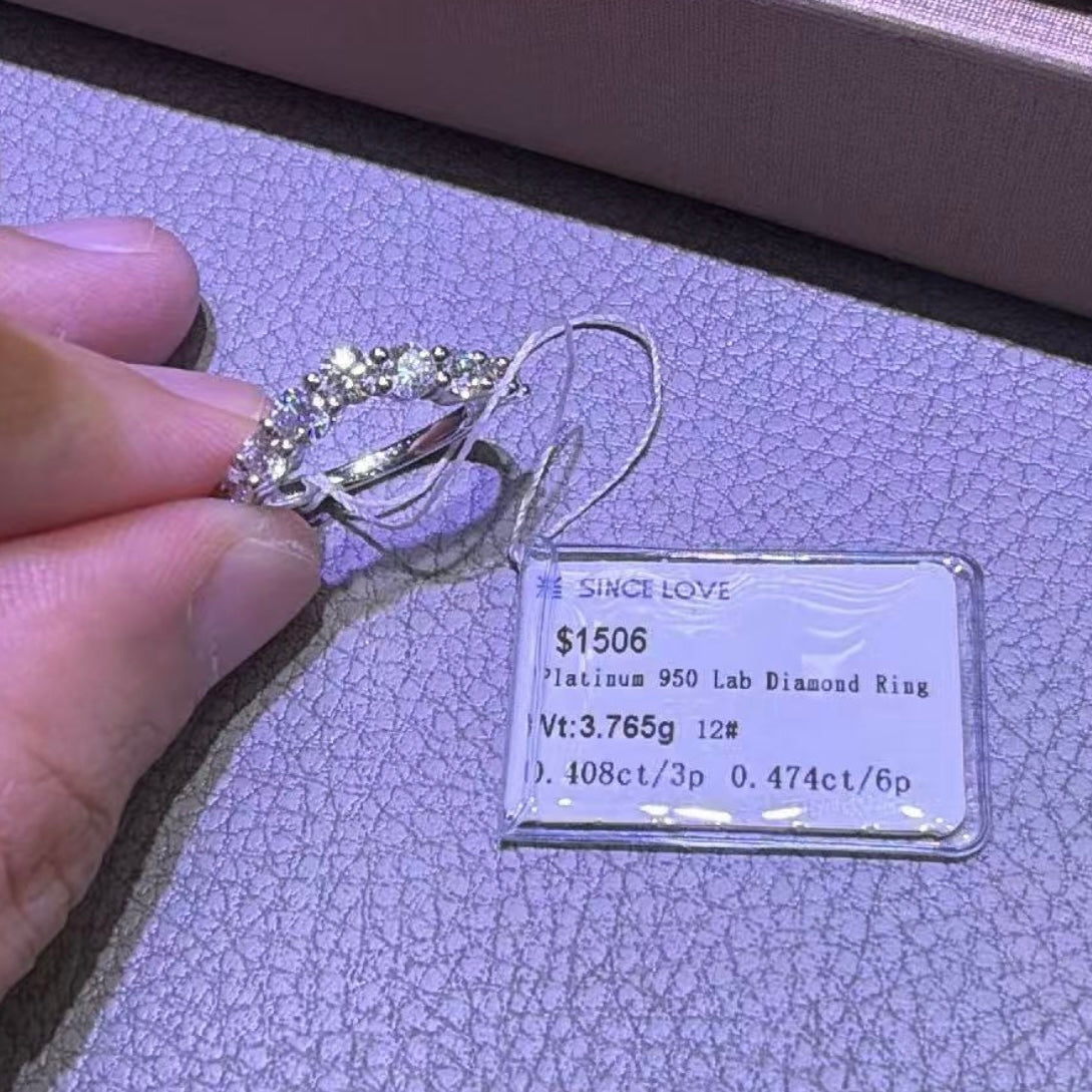 Deposit for Luisa Platinum950 half eternity V band with ruby&aquamarine engraved(➕engraving) 0.982ct side stones