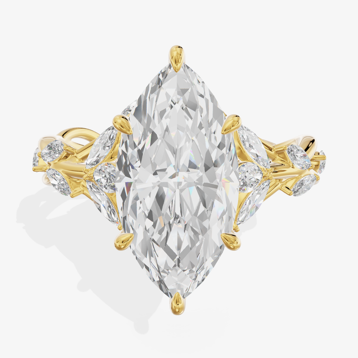 3-carat marquise Lab-Grown Diamond Micro Pavé Ring — 14K yellow gold