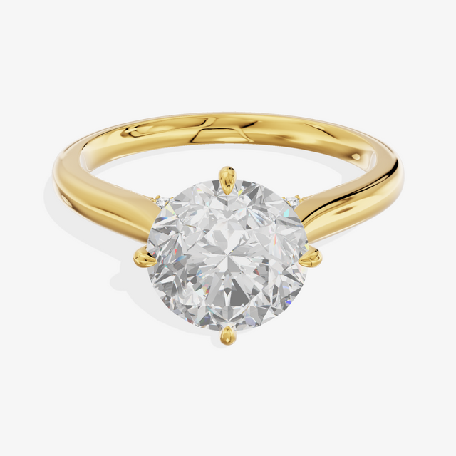 14K Yellow Gold 2.02 Carat Round Brilliant Cut Lab-Grown Diamond E VS1 Halo Ring