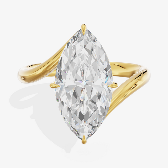 14K Yellow Gold 5.00 Carat Marquise Cut Lab-Grown Diamond E VS1 Solitaire Ring