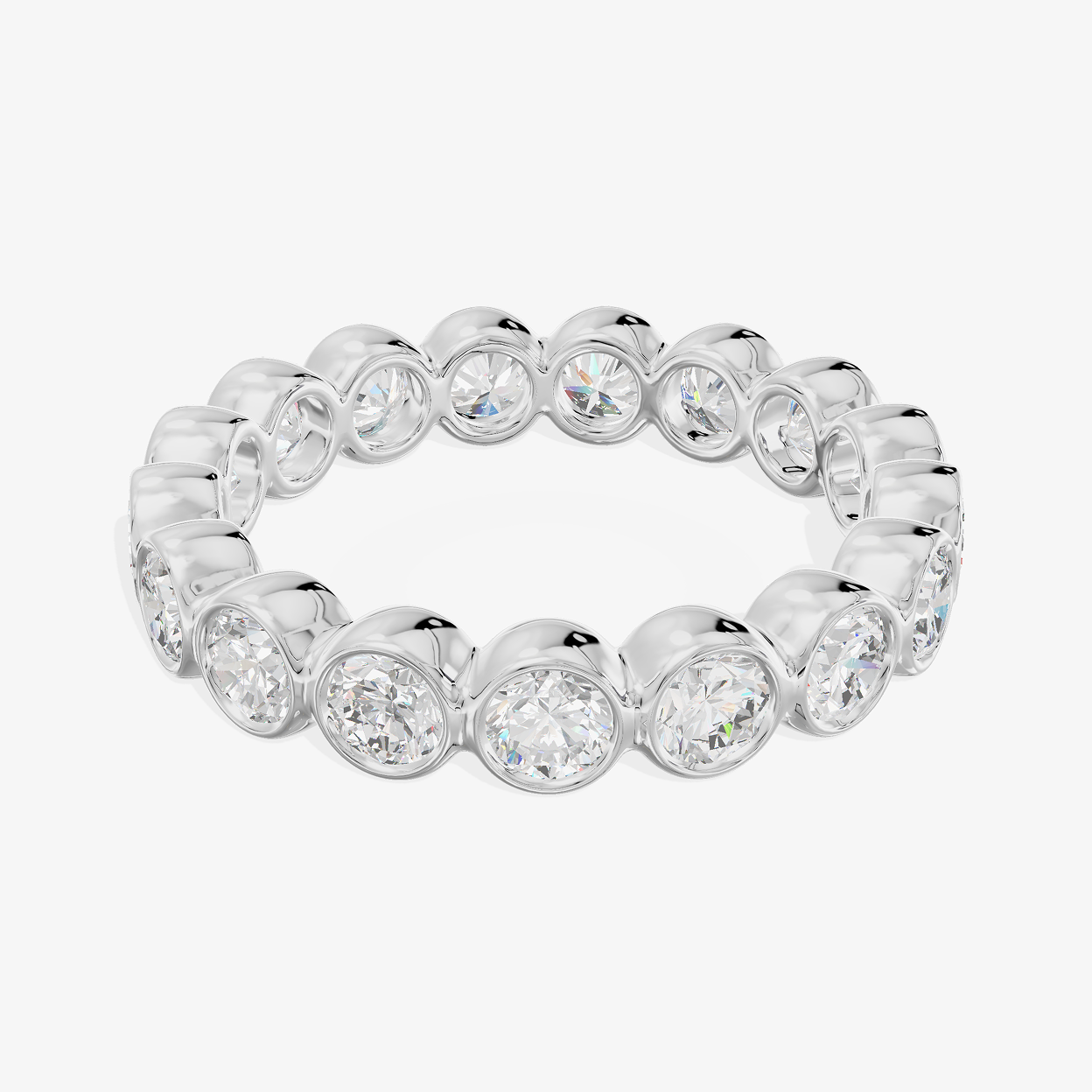 18K White Gold 0.90 Carat 17-Stone Round Lab-Grown Diamond Band Ring