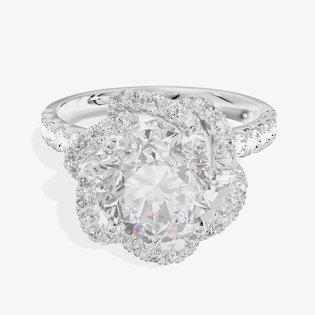 1 Carat Round Lab-Grown Diamond Hidden Halo Ring —18K white gold