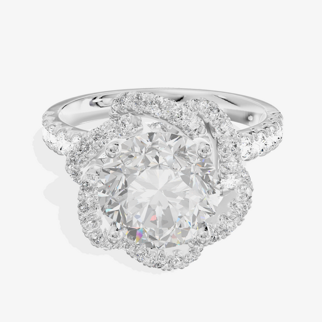 1 Carat Round Lab-Grown Diamond Hidden Halo Ring —18K white gold