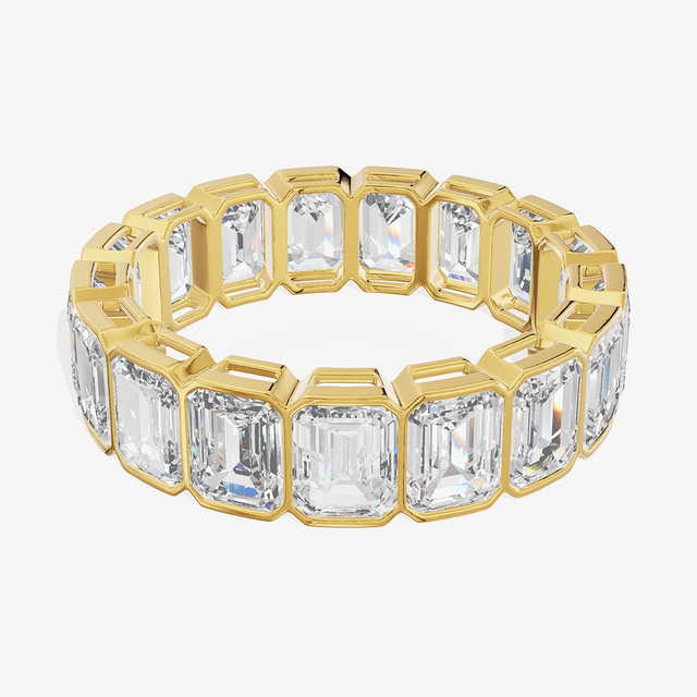 5.318 carat emerald Lab-Grown Diamond Bezel Set Ring — 14K yellow gold