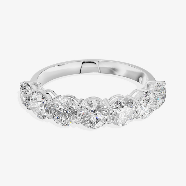 18K White Gold 1.57 Carat 7-Stone Round Lab-Grown Diamond Band Ring (D-E VS-VVS)