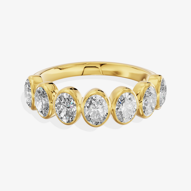 14K Yellow Gold 1.43 Carat 7-Stone Oval Cut Lab-Grown Diamond Band Ring (D-E VS-VVS)