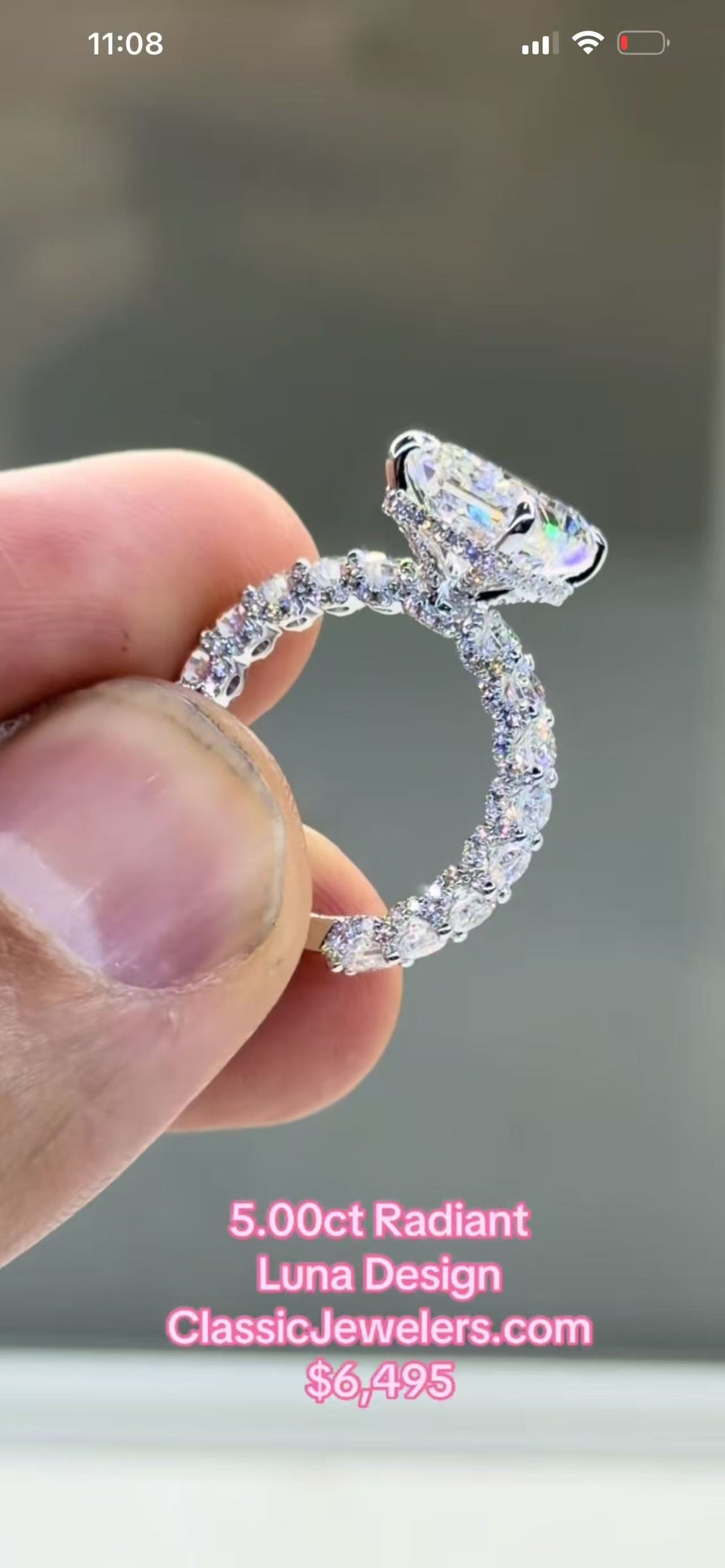 Deposit for Lindsay platnium setting in 3:1. Round cut with low setting and hidden halo 2. Radiant cut with micro pave and hidden halo 3. Princess cut star setting with hidden halo
