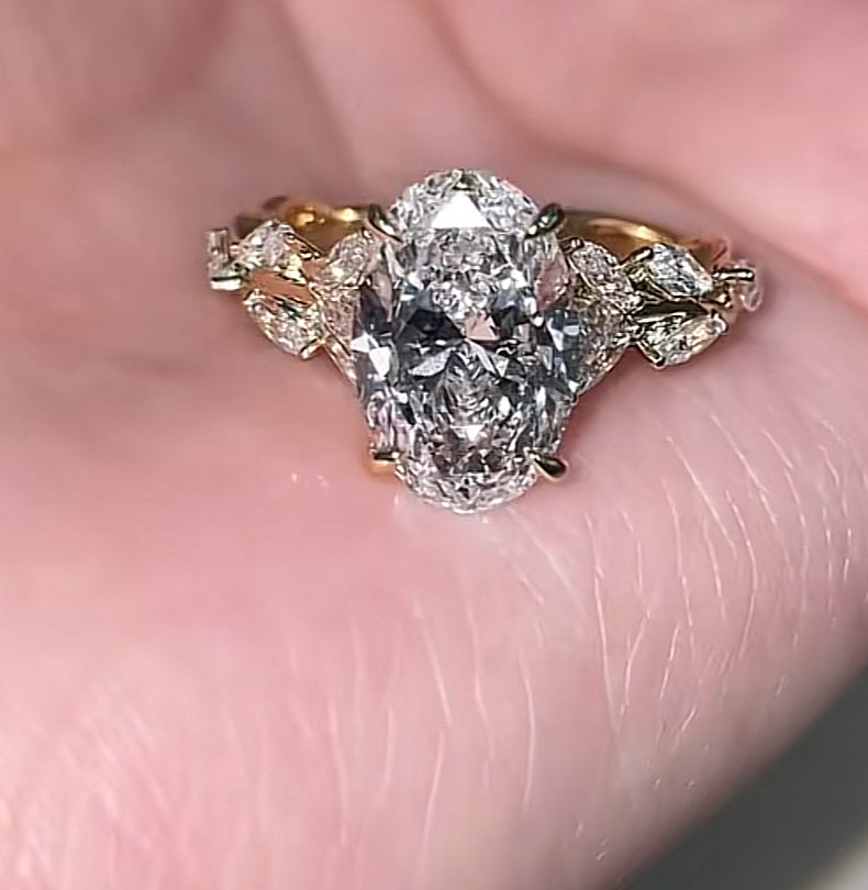 For RZman 3ct oval mainstone with 1ct marquis side stone Lab diamond ring