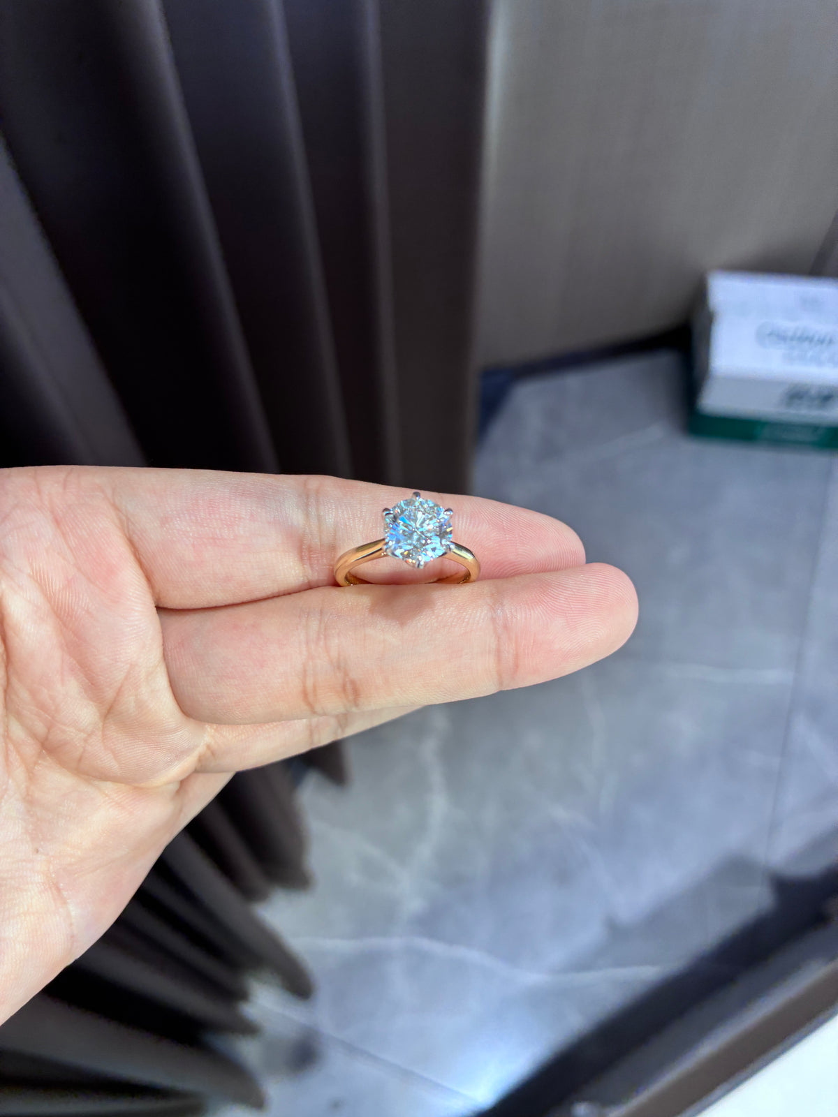 remaining balance For Justin 14k Yellow gold ring With 3ct E vvs2 Round diamond