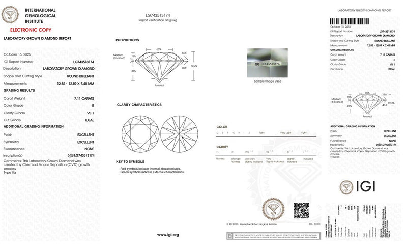 For nick 7.11ct round cut losse diamond E/vs1