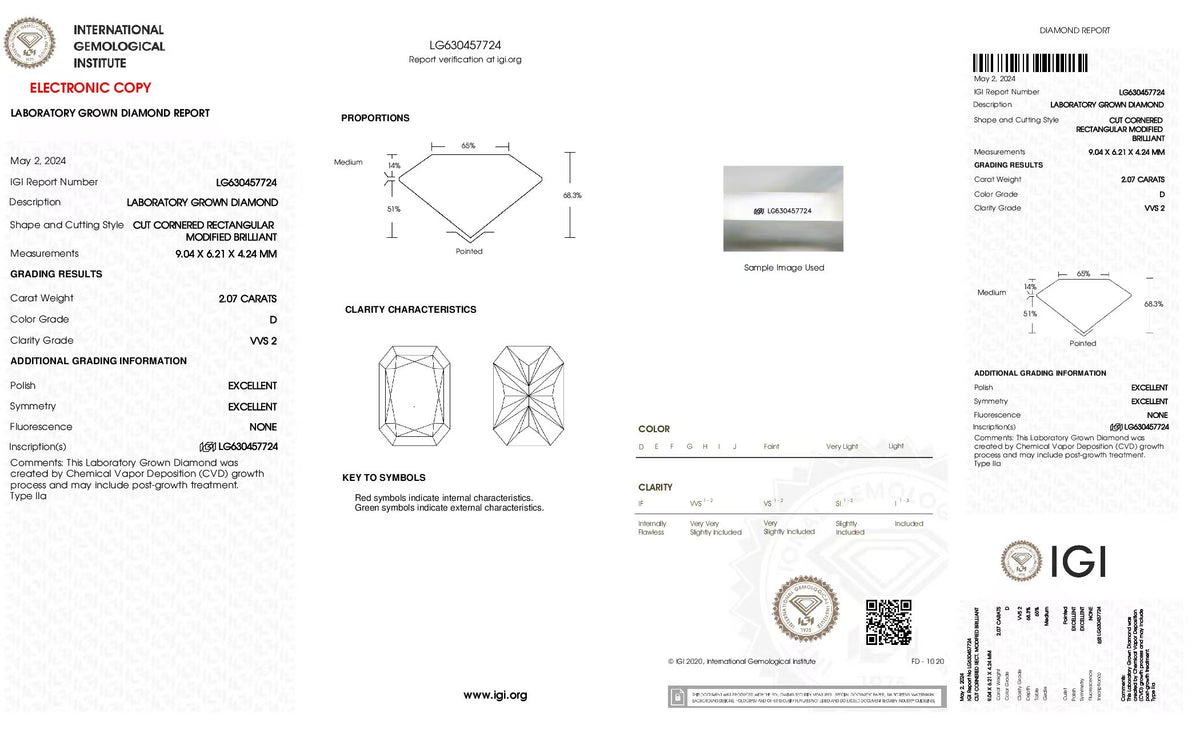 For Flich 2ct D vvs2 Radiant Cut