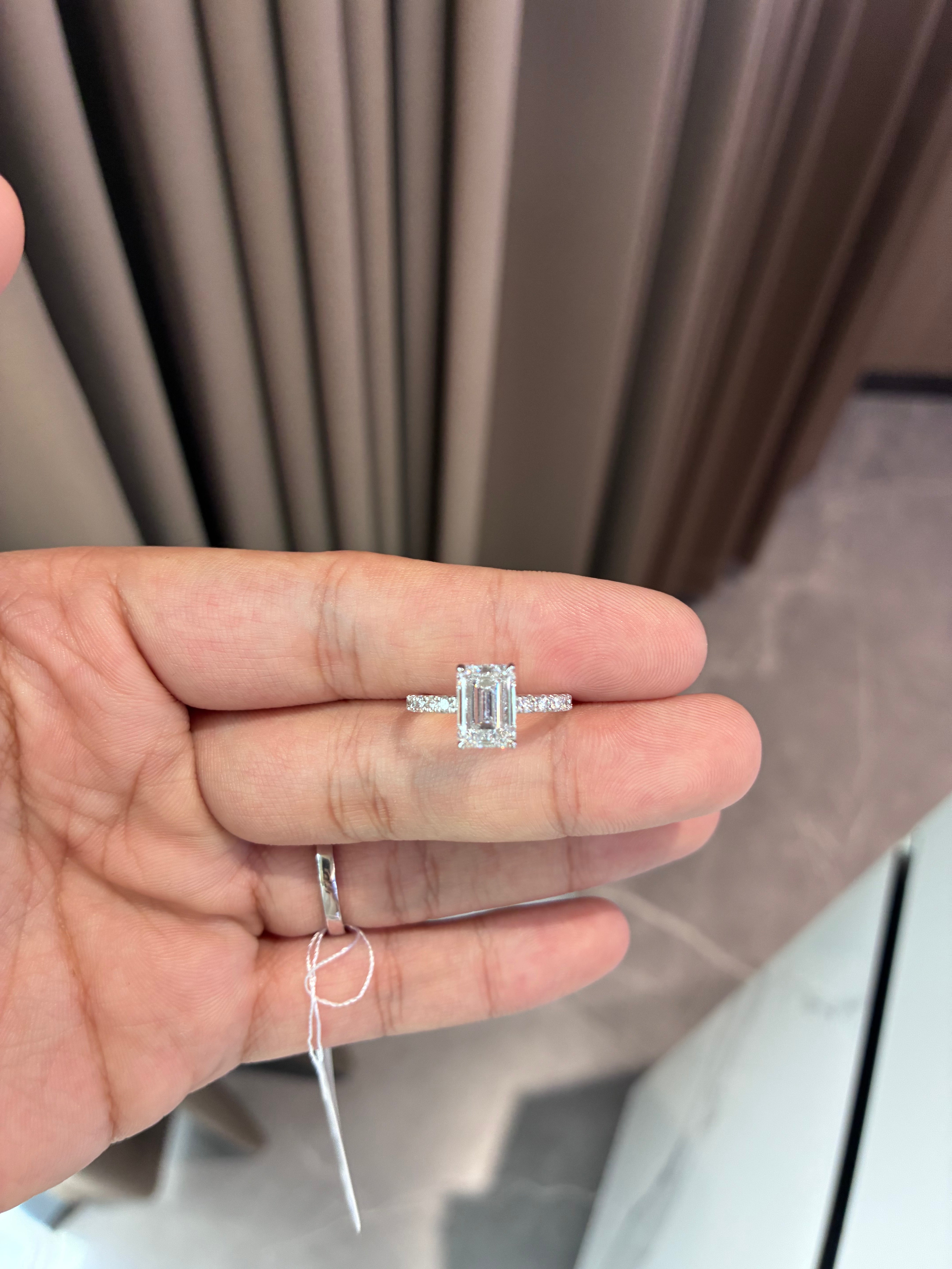 For Tracy Lew 14k white gold 2ct princess cut pave band