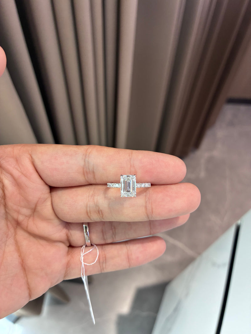 For Tracy Lew 14k white gold 2ct princess cut pave band