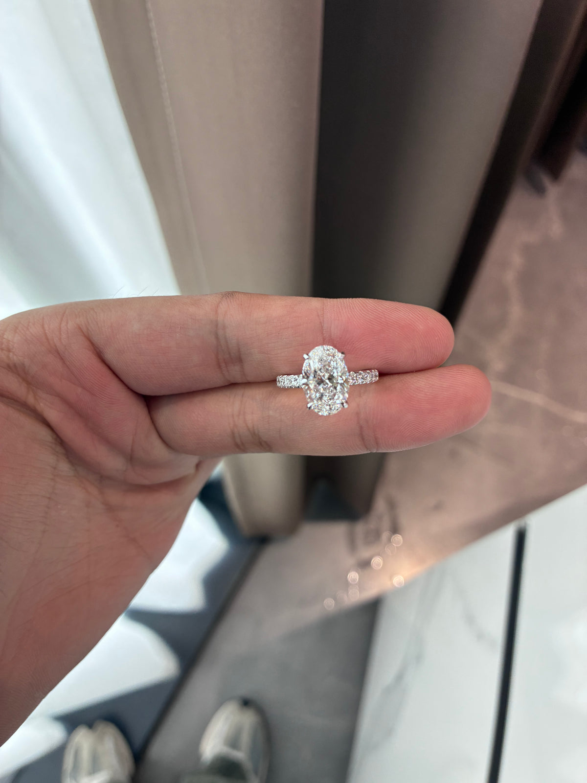 For Doctor Dee 14k white gold with 3CT Oval diamond ring
