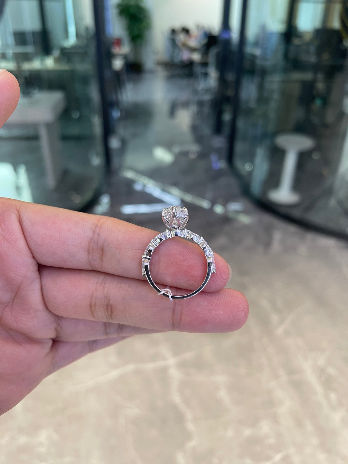 Deposit For Addy 14k white gold ring with 3ct marquise diamond And 0.9ct side stones