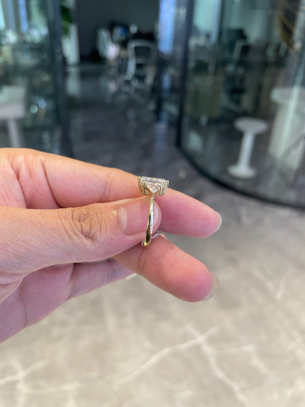 For kimberlyhighfill4 14k yellow gold ring with 3ct E VS1 diamond ring And 0.695ct side stones