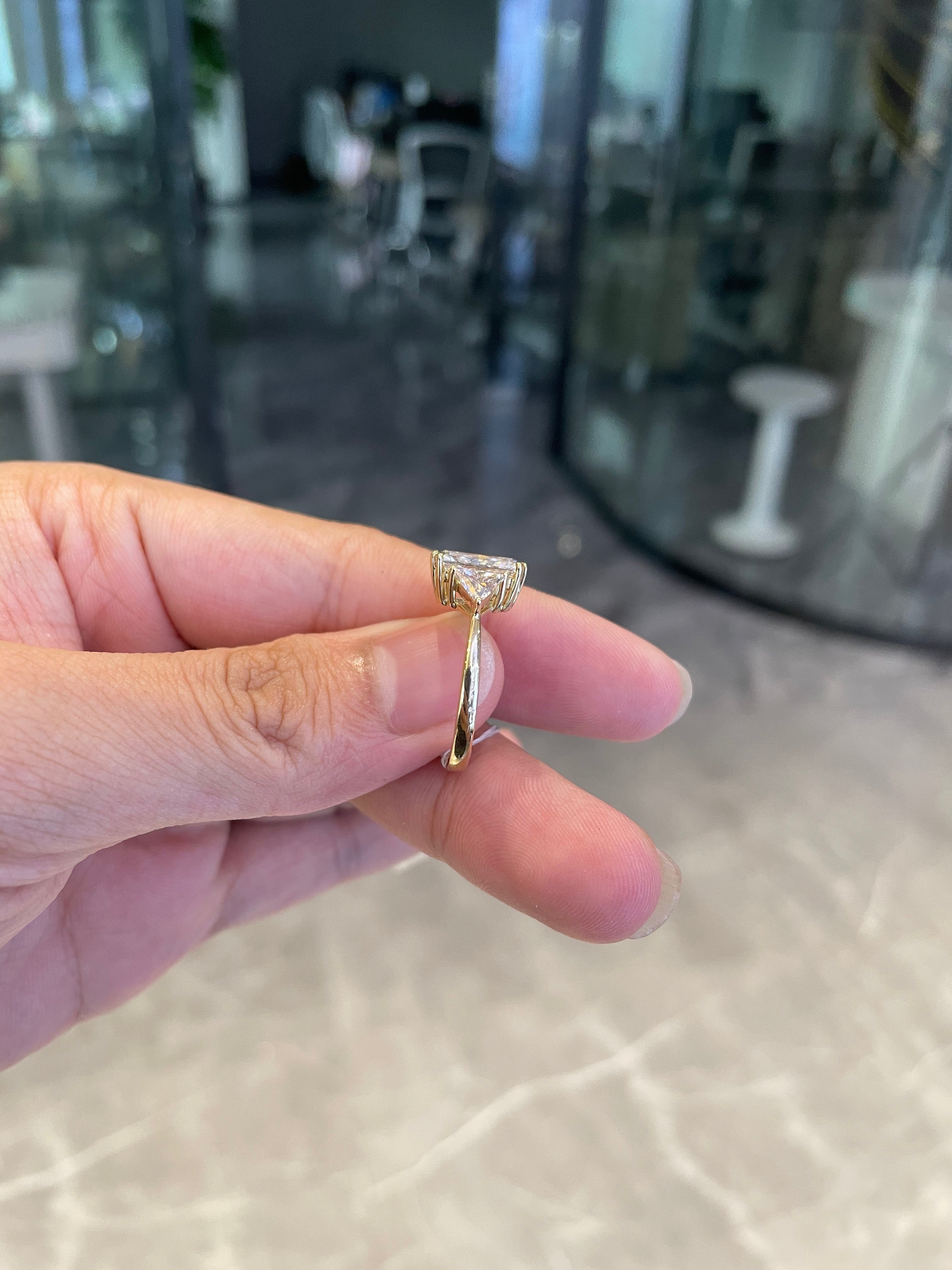 For kimberlyhighfill4 14k yellow gold ring with 3ct E VS1 diamond ring And 0.695ct side stones