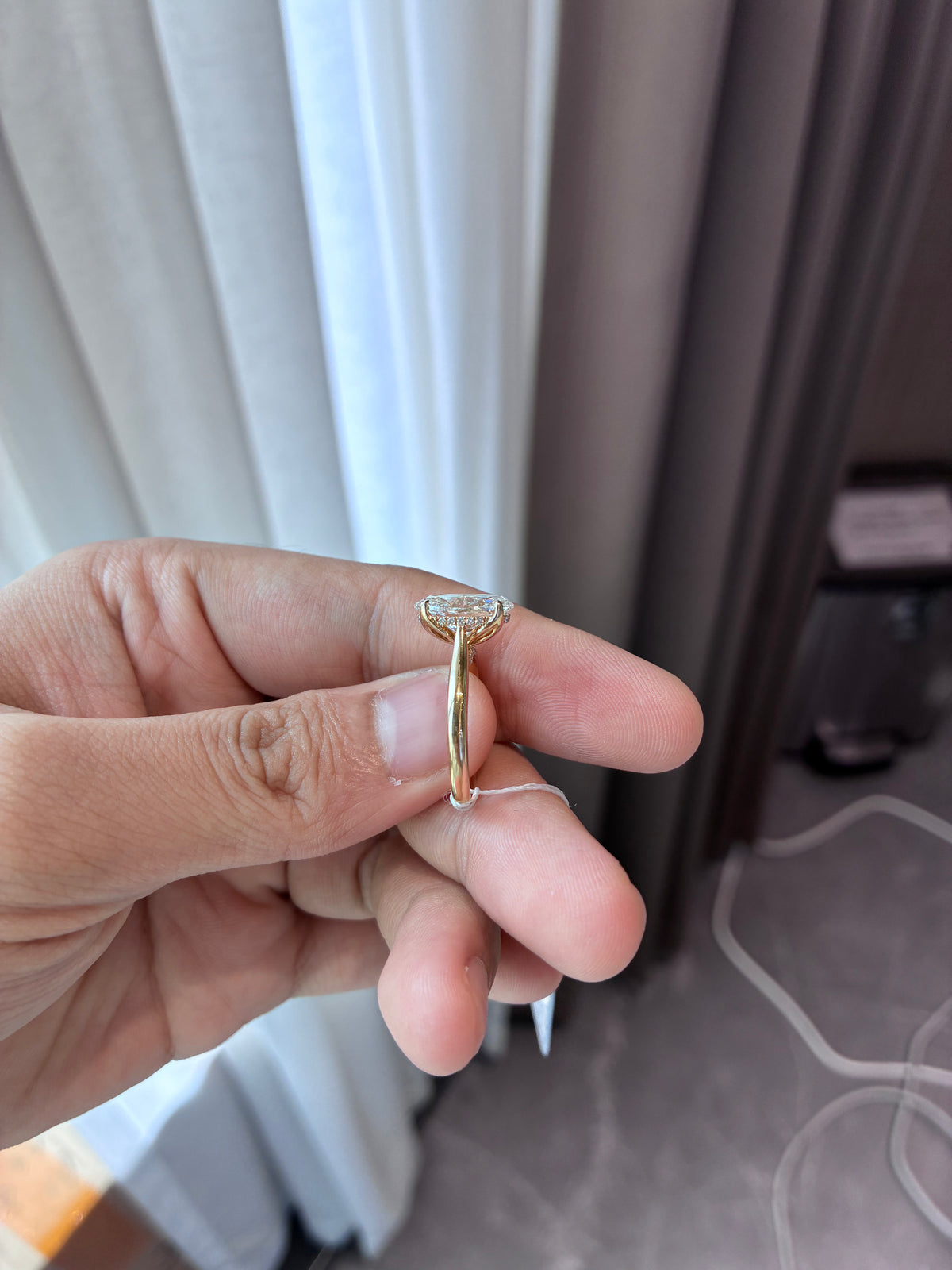 For Risaa0310  14k yellow gold ring with E VS1 diamond And 0.111ct side stone