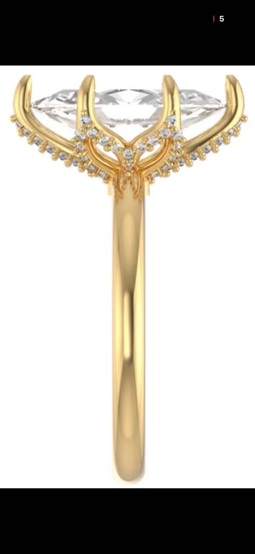 Deposit For Jesse 14k yellow gold empty holder for a 2.57ct marquise (6.5# lotus basket ) and a 3.53ct cushion (7.5# halo one)