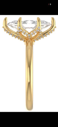 Deposit For Jesse 14k yellow gold empty holder for a 2.57ct marquise (6.5# lotus basket ) and a 3.53ct cushion (7.5# halo one)