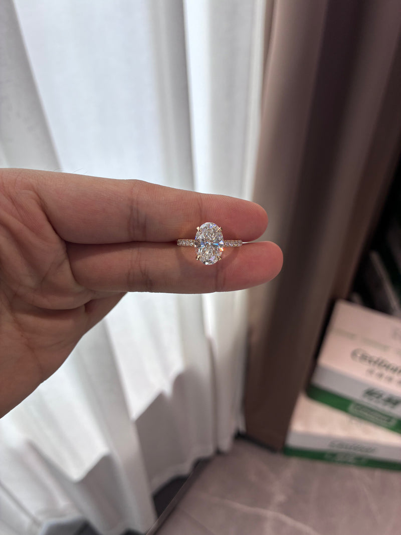 For Crystal Duron 14K yellow gold ring with 3.030ct E VS1 main diamond And 0.431ct side stone