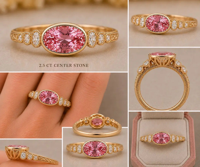 Deposit for jb_emptynester 14k yellow gold, 3ct oval pink main stone