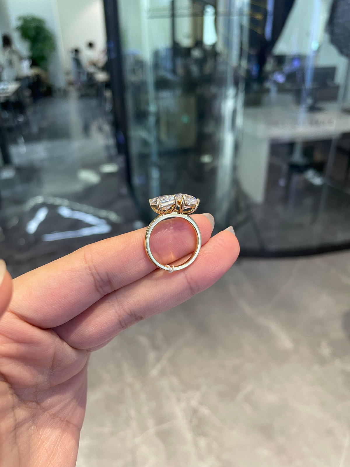 Deposit For Melisa 14k yellow gold ring with Two diamond each 3ct total 6ct E VVS2 quality