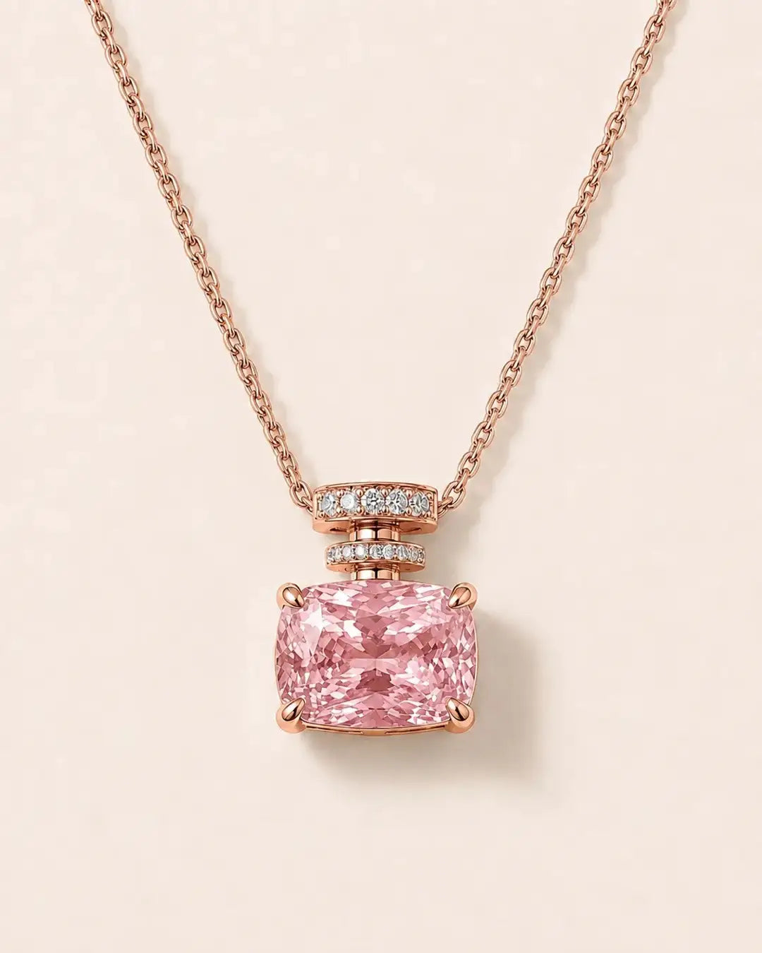 Deposit for Marwa 14k solid rose gold, 2ct cushion cut pink diamond center stone, FVP/VS1, 16-17-18 inches