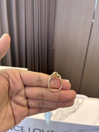 For debcash 14k yellow gold ring with 1ct main diamond And 0.6ct side stone